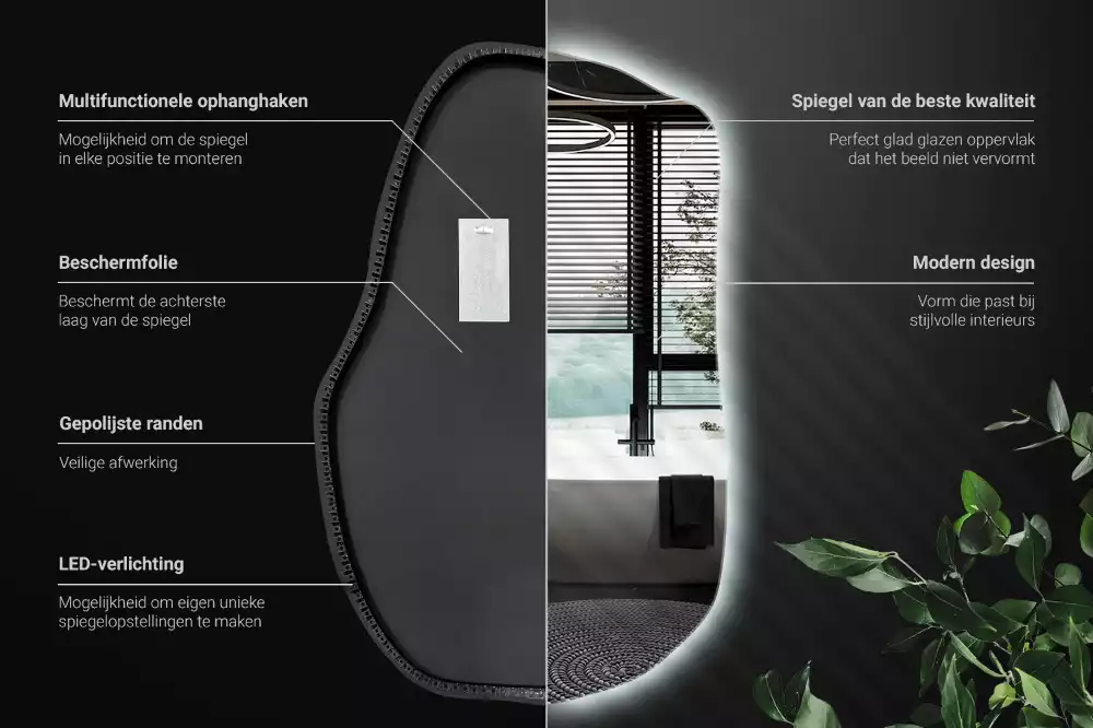 Espelho irregular com led únicos