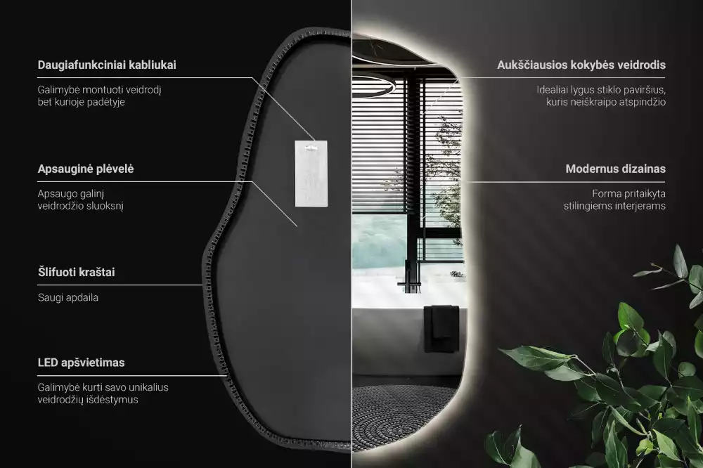 Espelho irregular com led únicos