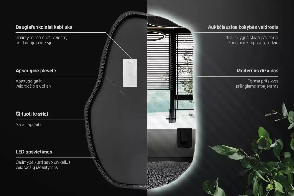 Espelho irregular com led únicos