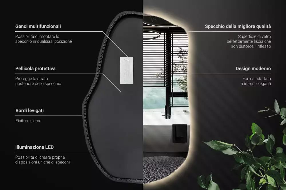 Espelho irregular com led únicos