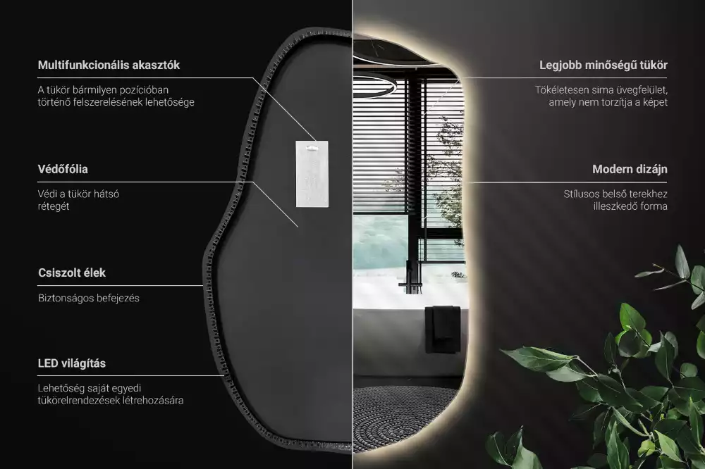 Espelho irregular com led únicos