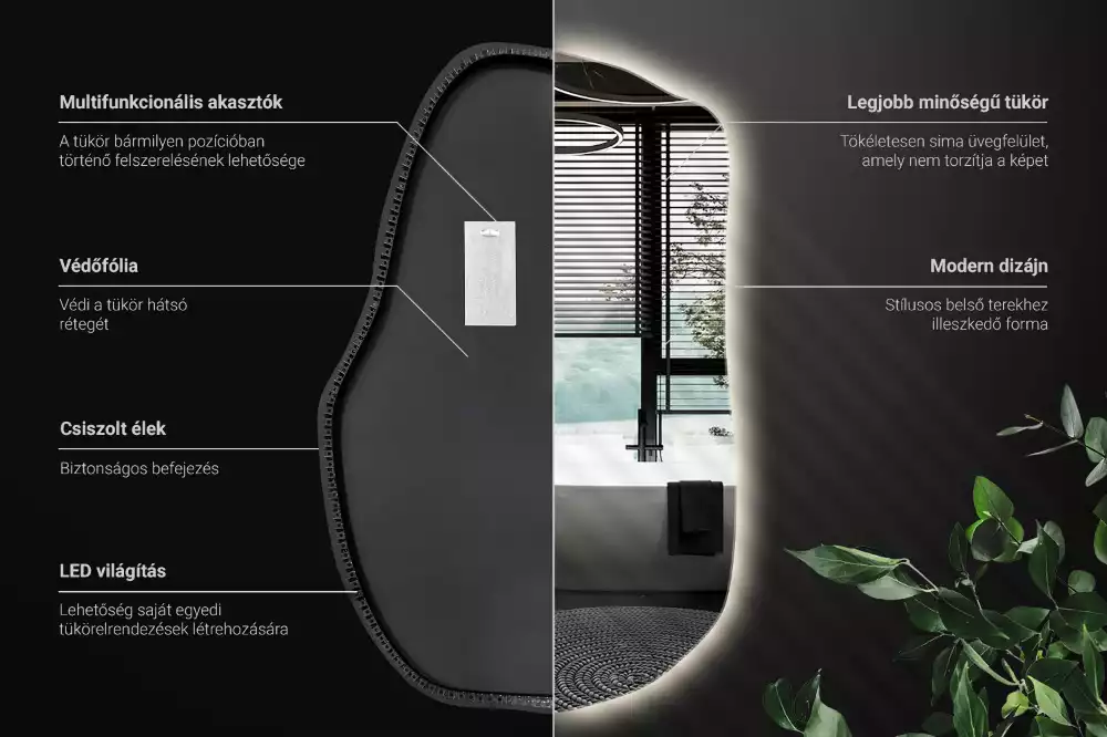Espelho irregular com led únicos