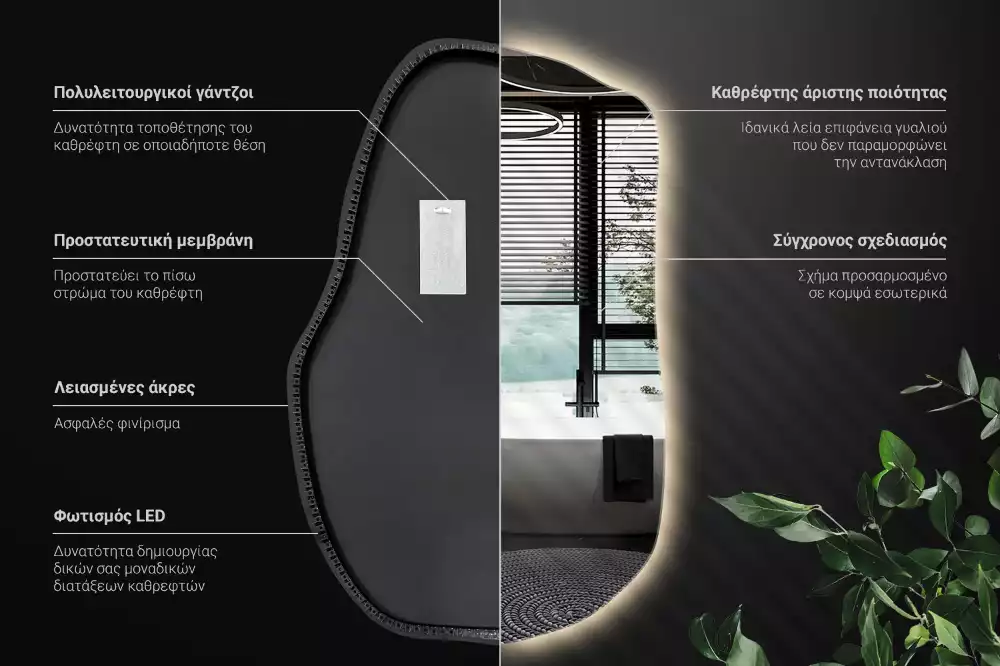 Espelho irregular com led únicos