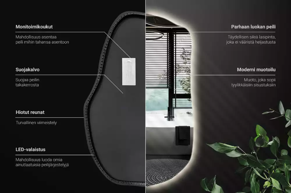 Espelho irregular com led únicos