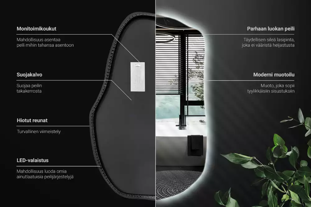 Espelho irregular com led únicos