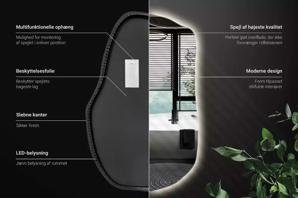 Espelho irregular com led únicos