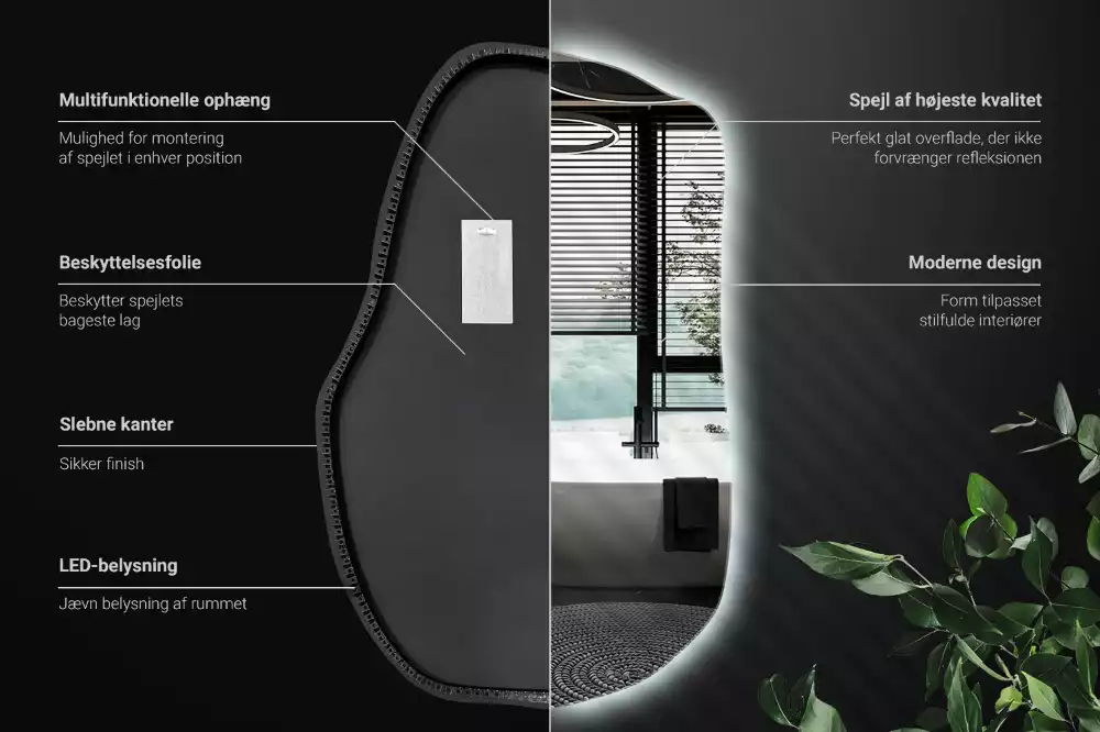 Espelho irregular com led únicos