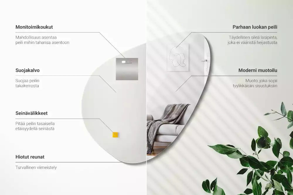 Espelho formato orgânico parede decorativa