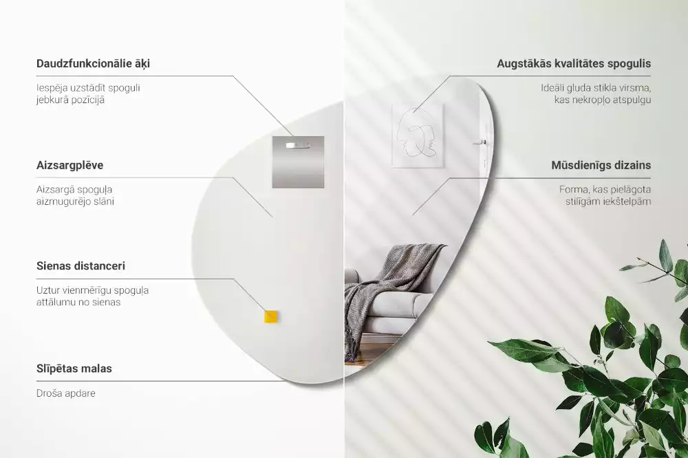 Espelho formato orgânico parede decorativa