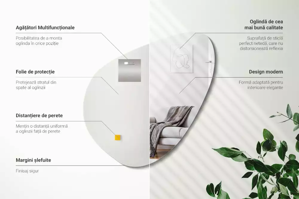 Espelho formato orgânico parede decorativa