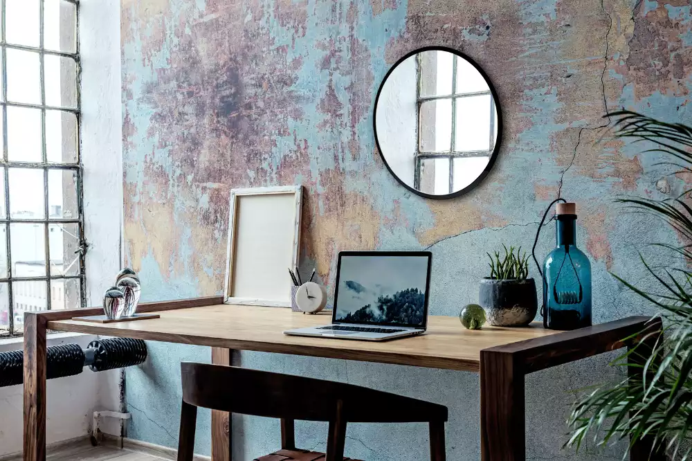 Espelho redondo parede em moldura preta