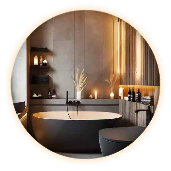 Espelho redondo moderno com retroiluminação LED