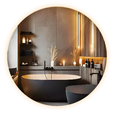 Espelho redondo moderno com retroiluminação LED