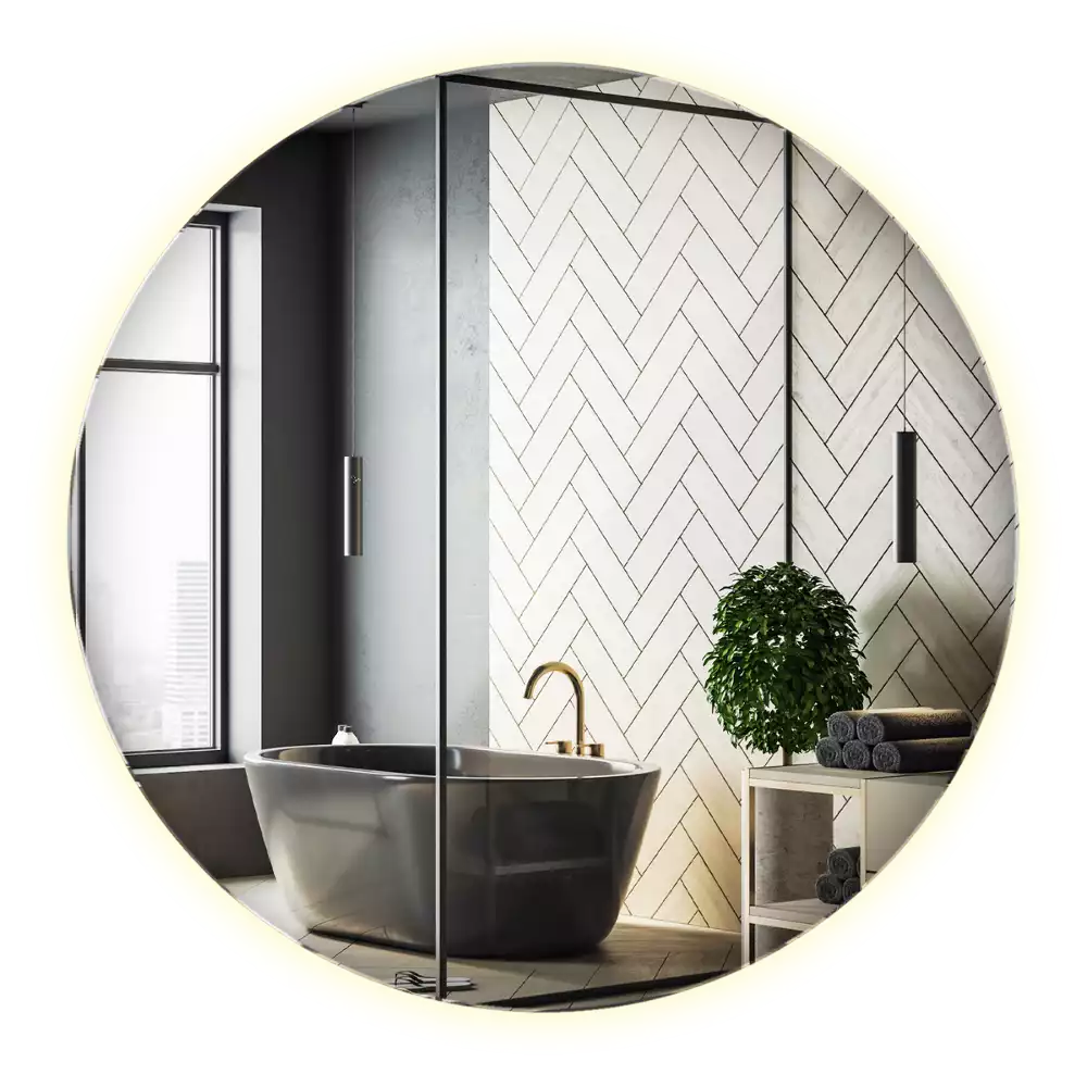 Espelho redondo moderno com retroiluminação LED