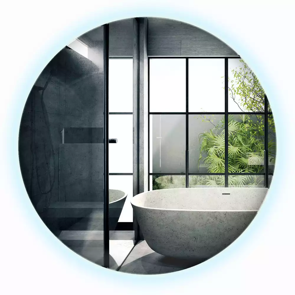 Espelho redondo moderno com retroiluminação LED