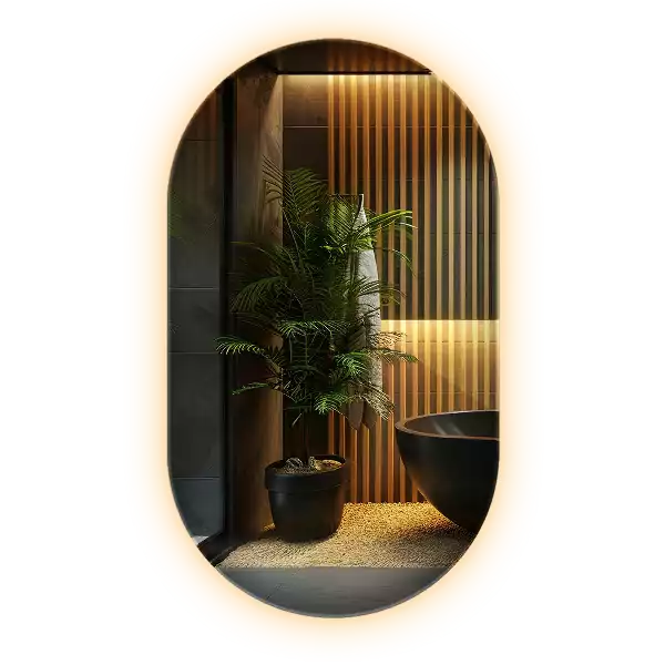 Espelho oval com led suspenso decorativo