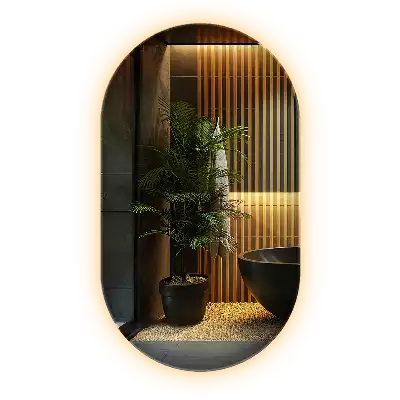 Espelho oval com led suspenso decorativo