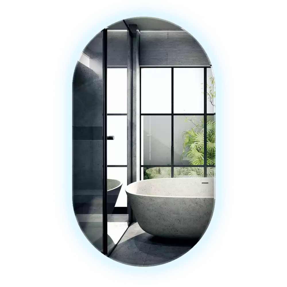 Espelho oval com led suspenso decorativo