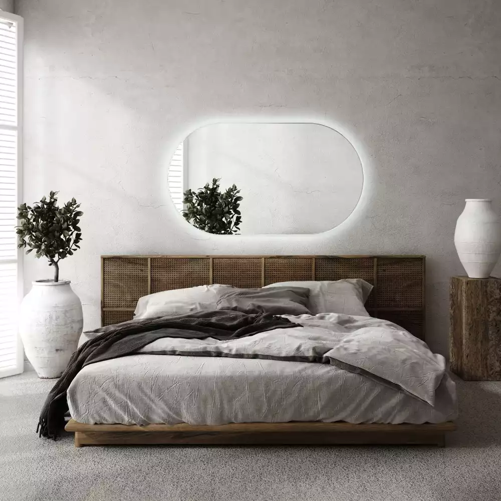 Espelho oval com led suspenso decorativo