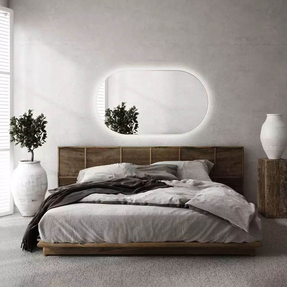 Espelho oval com led suspenso decorativo