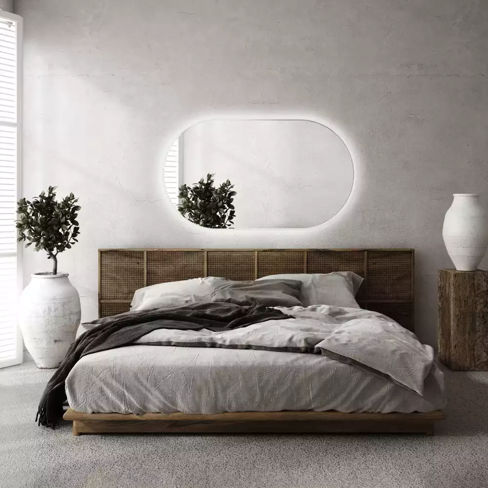 Espelho oval com led suspenso decorativo