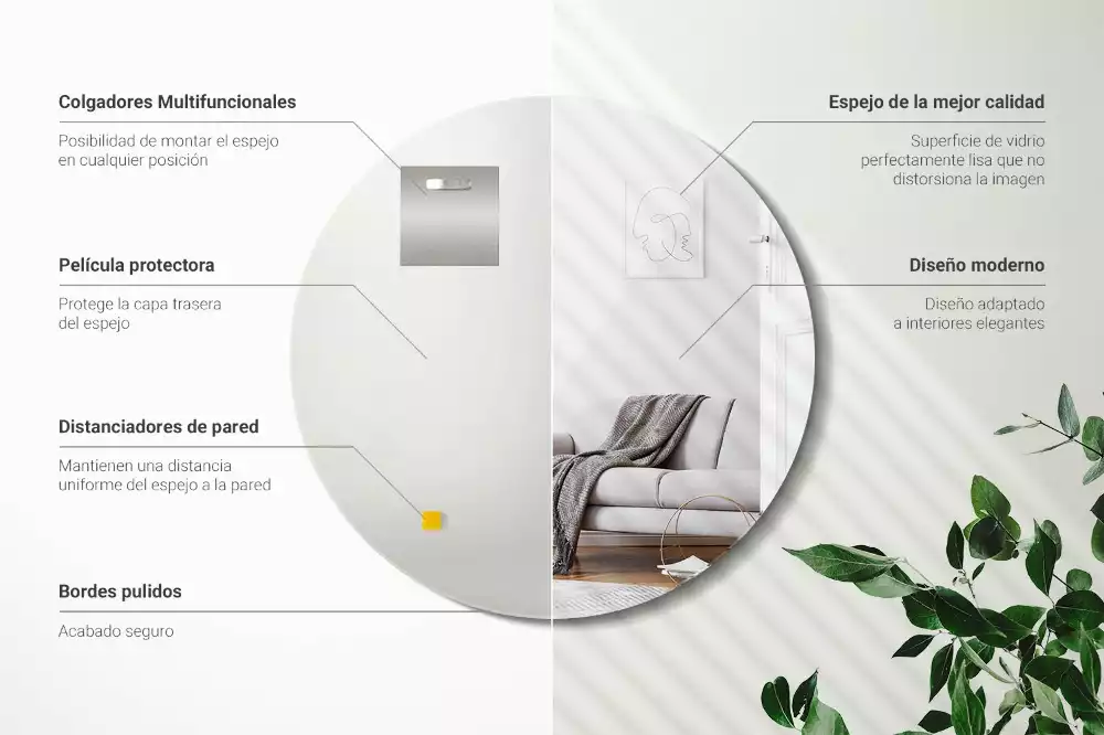 Espelho redondo sem moldura