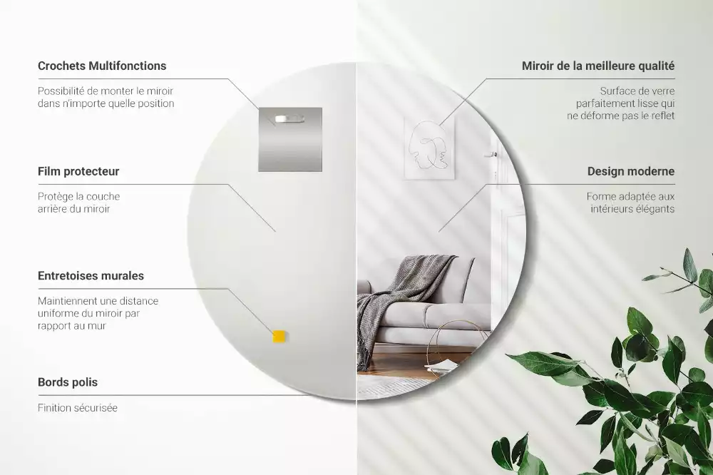 Espelho redondo sem moldura