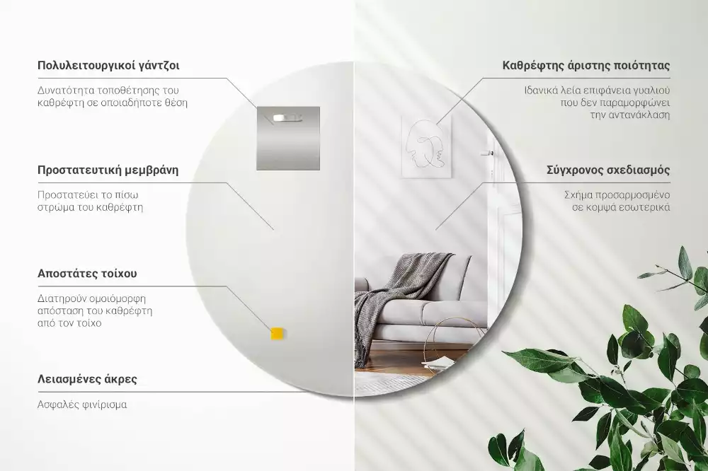 Espelho redondo sem moldura