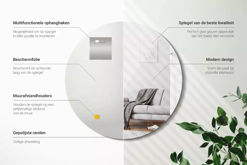 Espelho redondo sem moldura