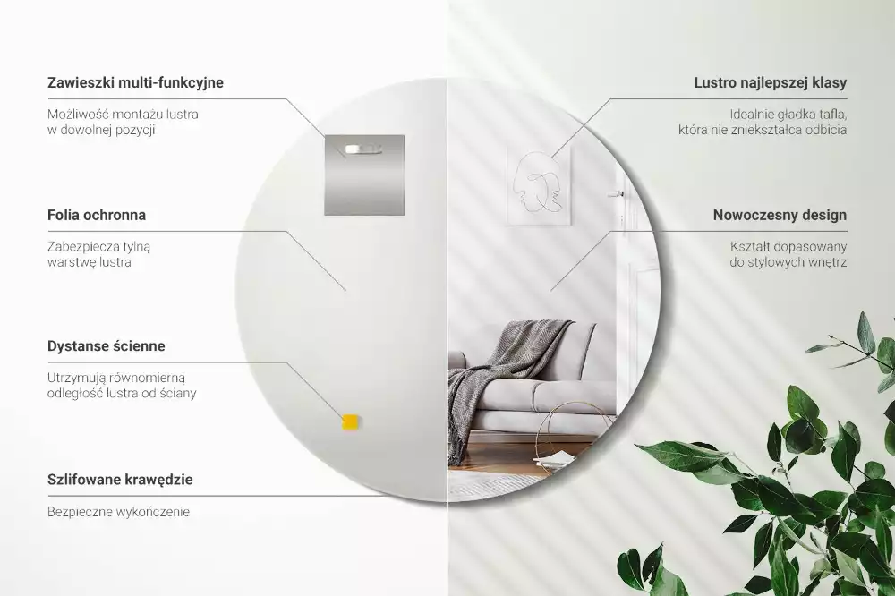 Espelho redondo sem moldura