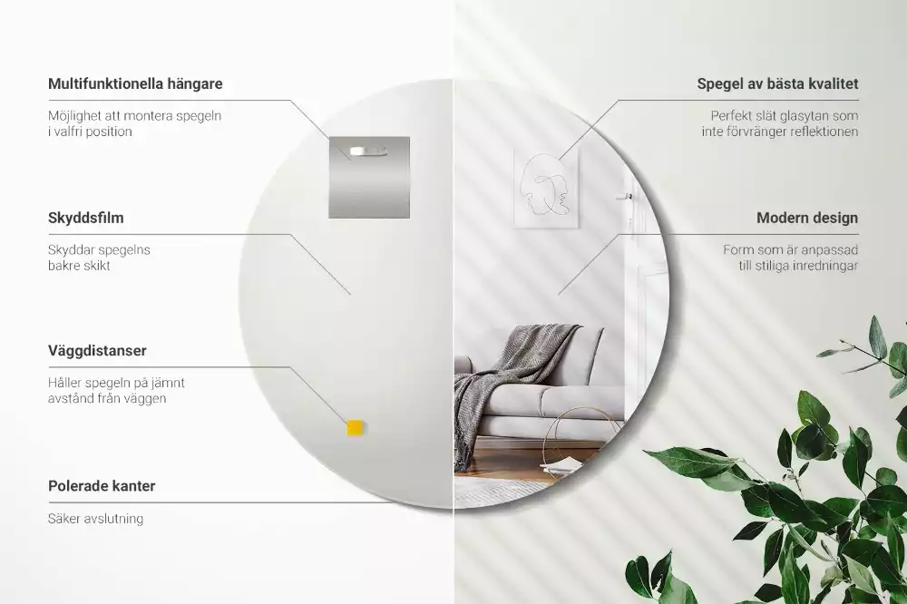 Espelho redondo sem moldura