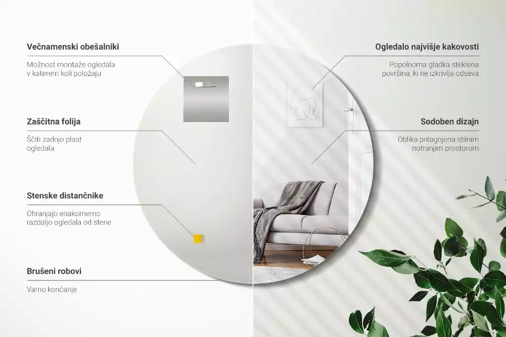 Espelho redondo sem moldura