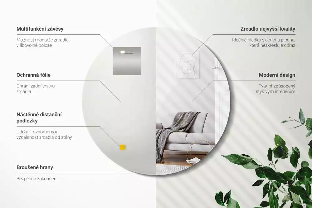 Espelho redondo sem moldura