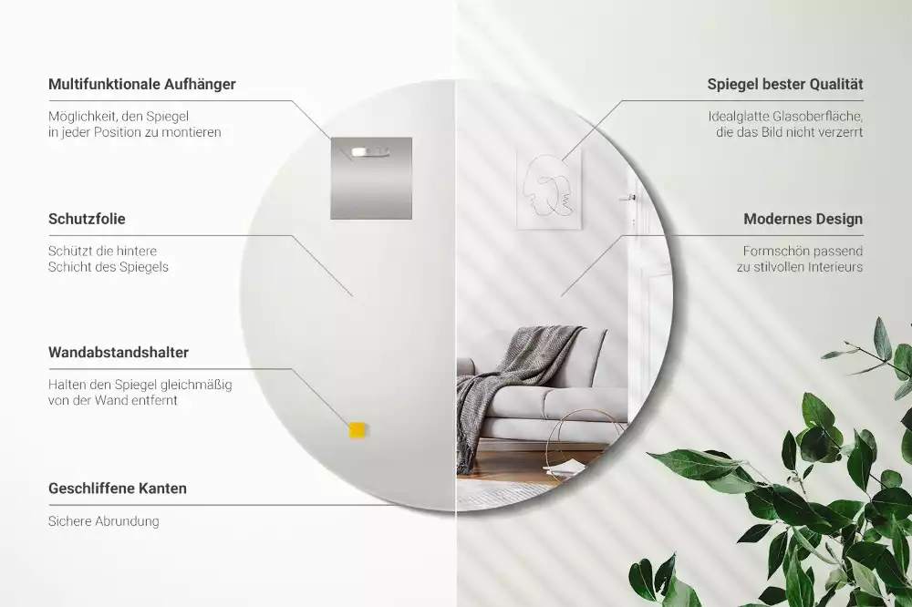 Espelho redondo sem moldura