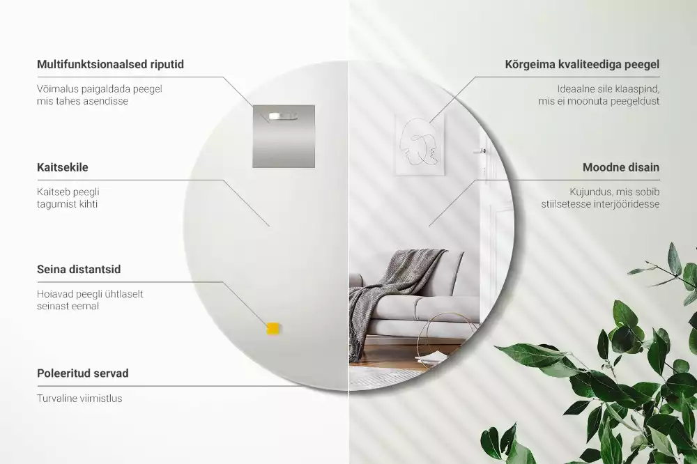 Espelho redondo sem moldura