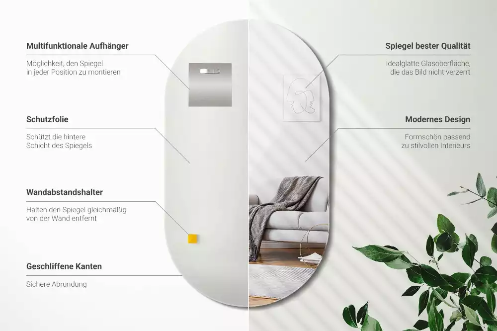 Espelho oval suspenso clássico