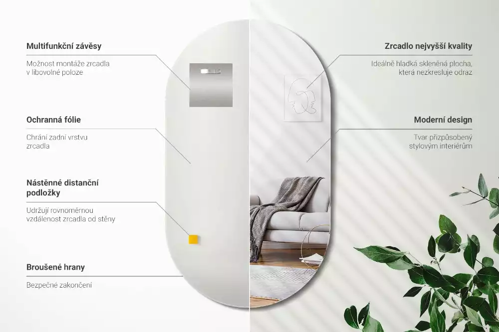 Espelho oval suspenso clássico