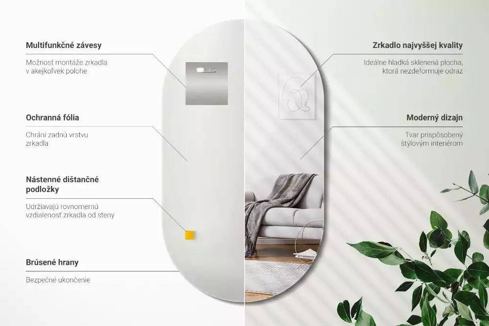 Espelho oval suspenso clássico