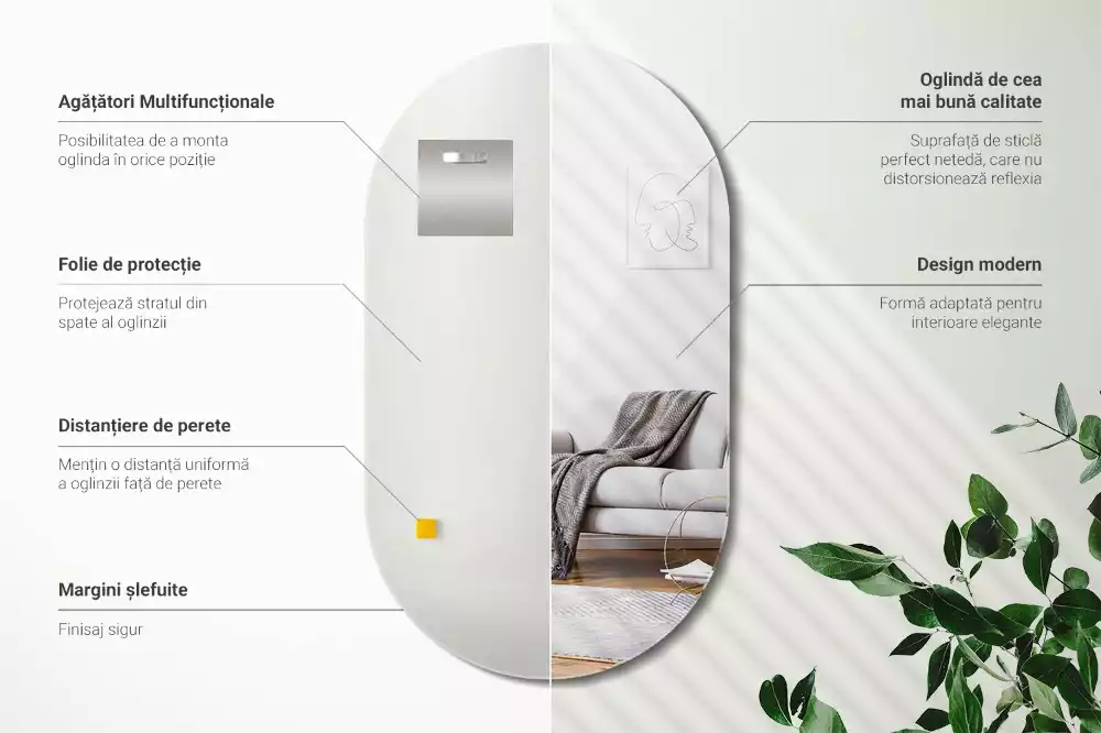 Espelho oval suspenso clássico