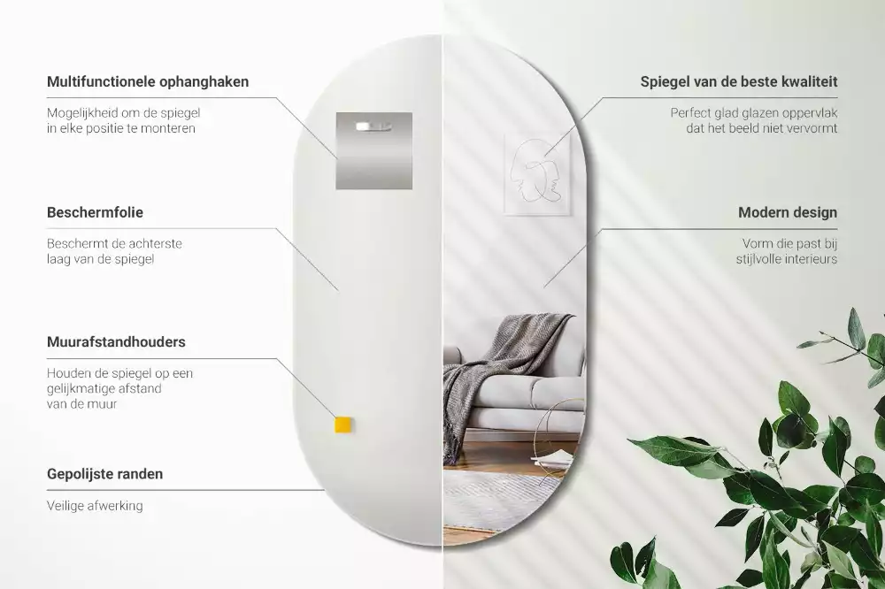 Espelho oval suspenso clássico