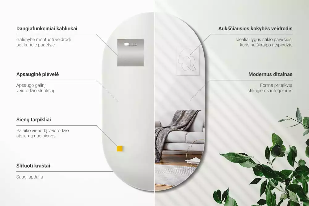 Espelho oval suspenso clássico