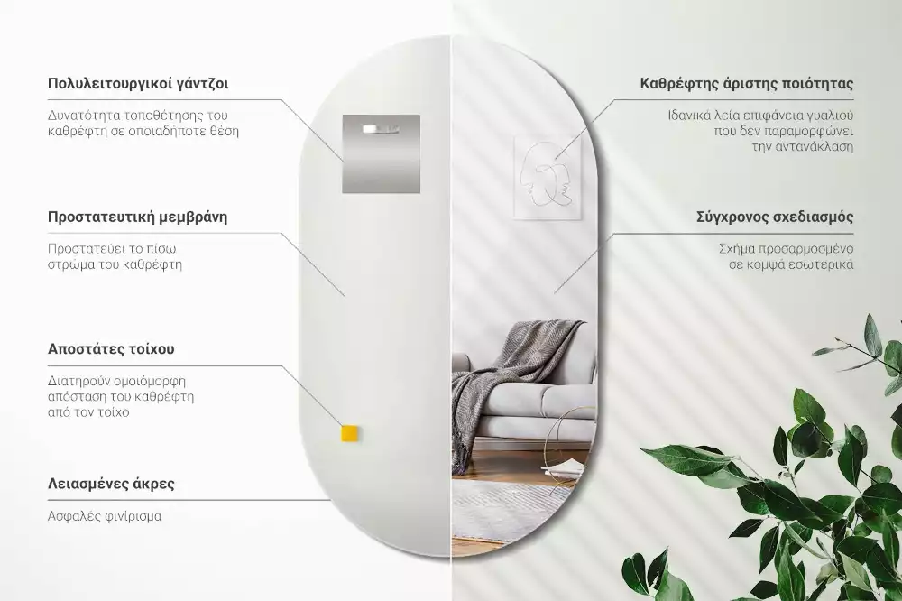 Espelho oval suspenso clássico