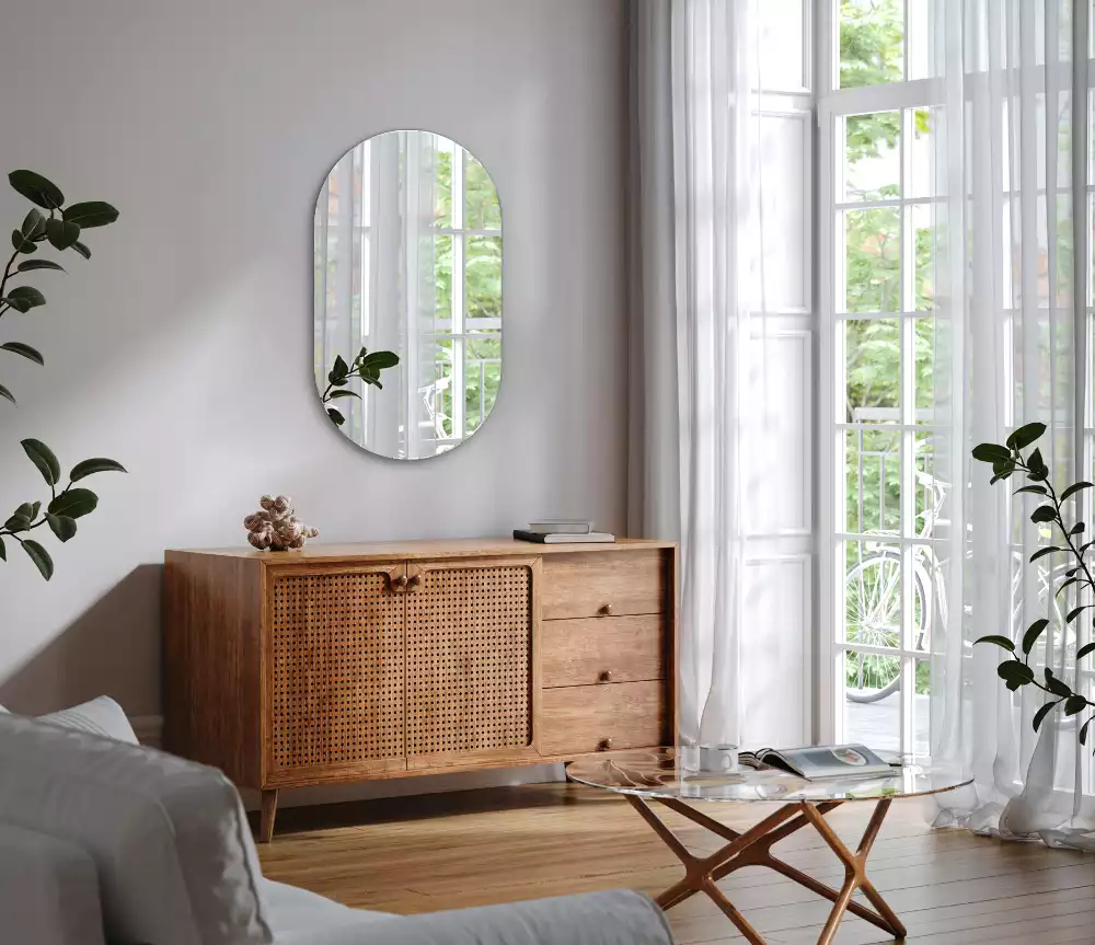 Espelho oval suspenso clássico