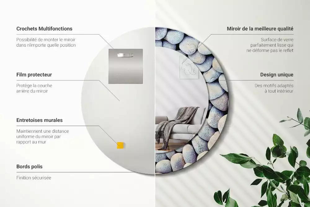 Espelho redondo decorativo Círculo de pedras do mar