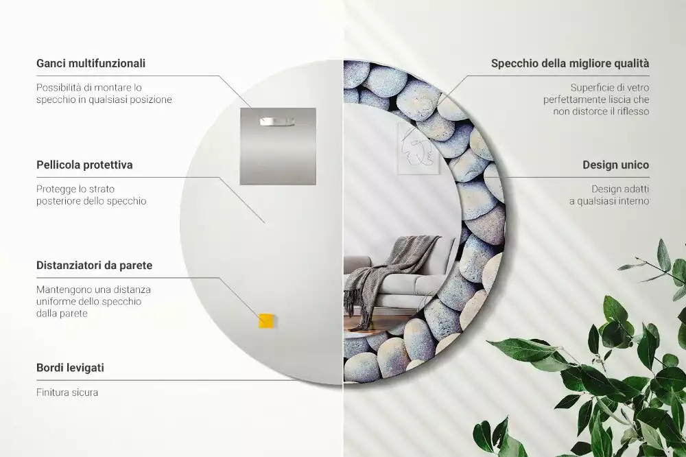 Espelho redondo decorativo Círculo de pedras do mar