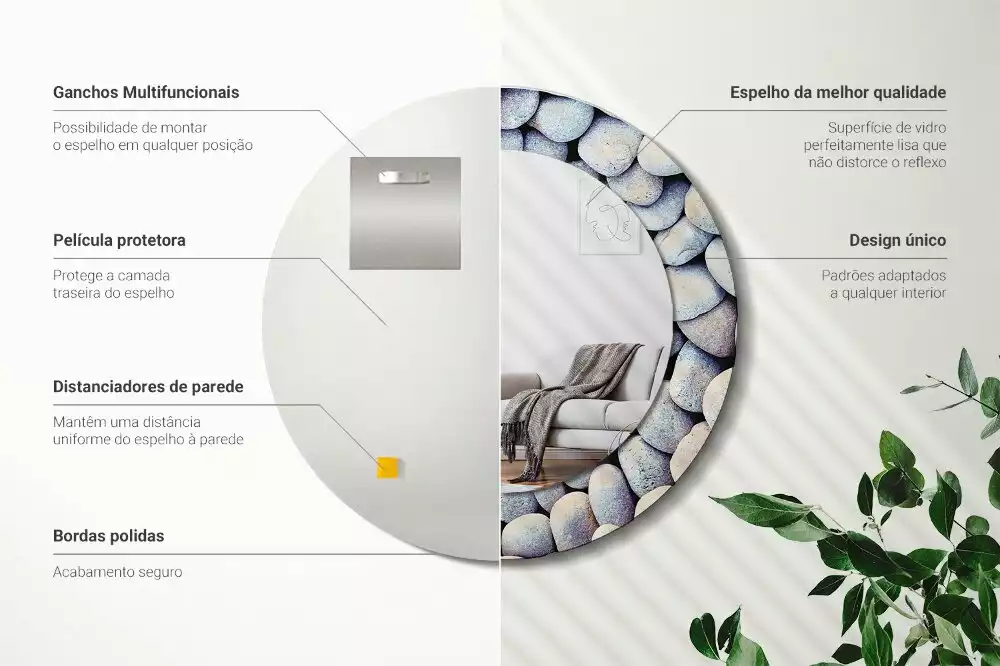 Espelho redondo decorativo Círculo de pedras do mar