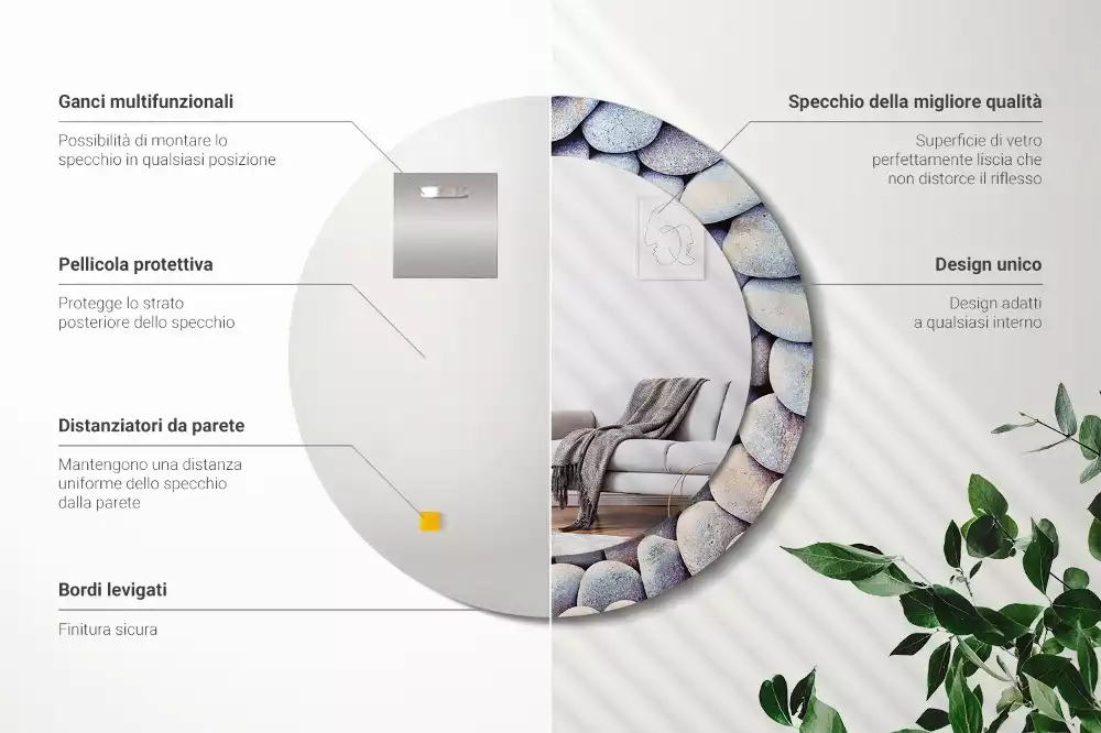 Espelho redondo decorativo Círculo de pedras do mar