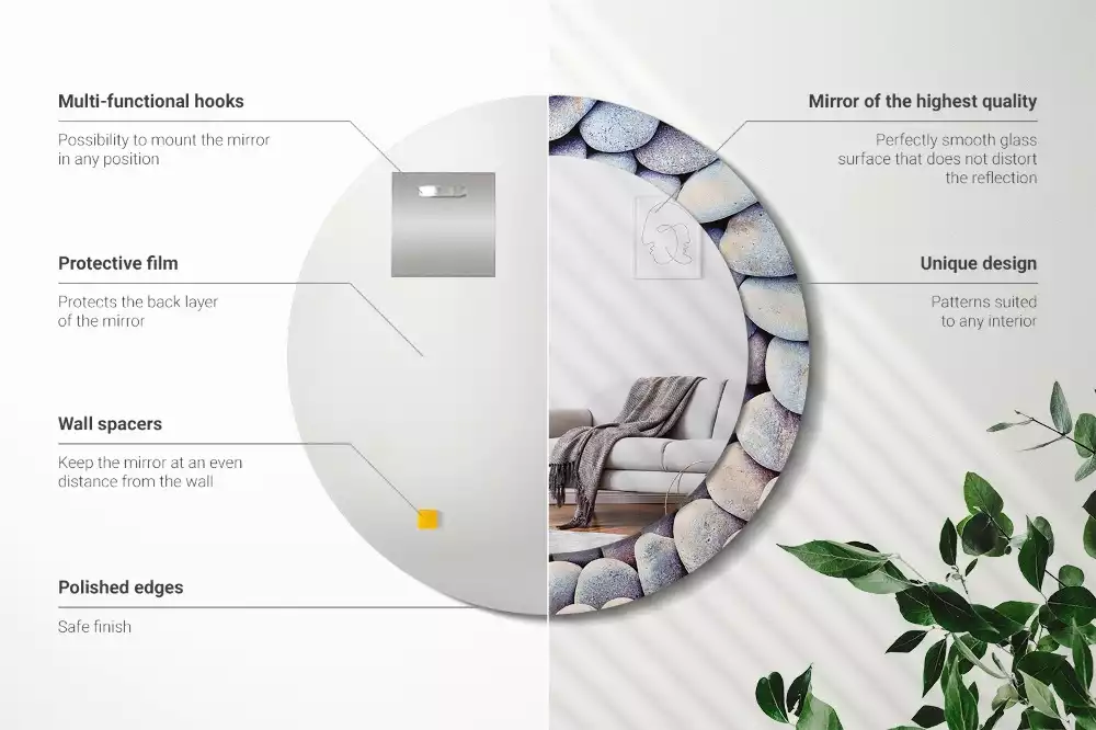 Espelho redondo decorativo Círculo de pedras do mar