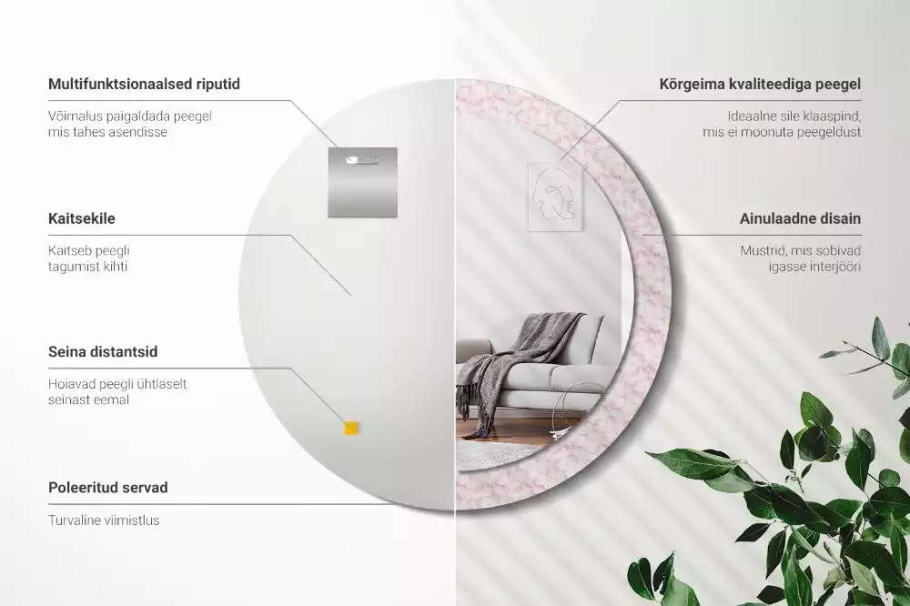 Espelho decorativo redondo Pétalas de flores