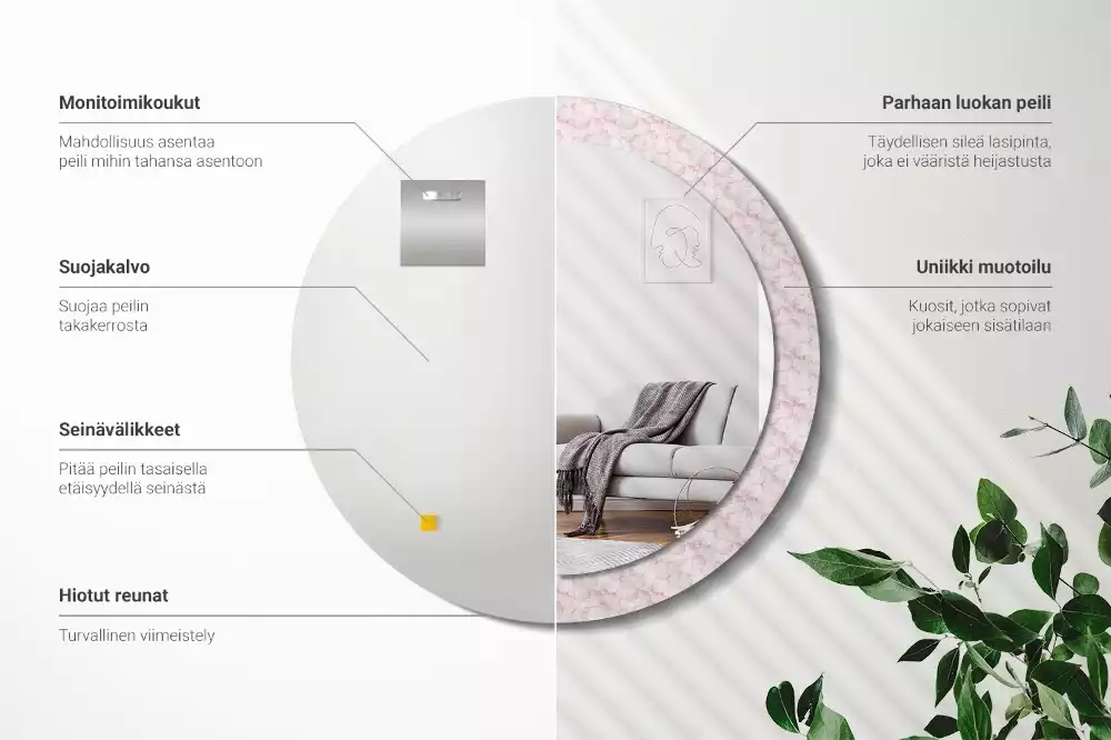 Espelho decorativo redondo Pétalas de flores